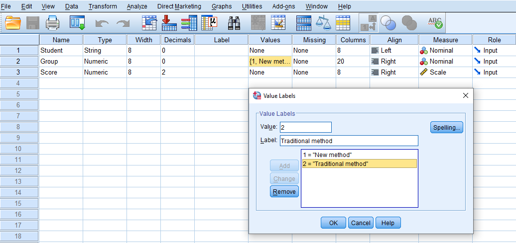 SPSS assign group values