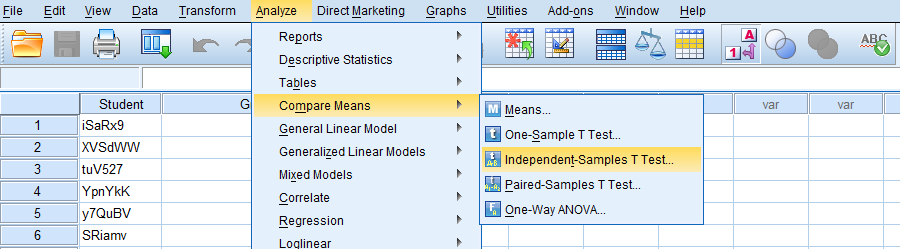 SPSS Independent Samples T Test