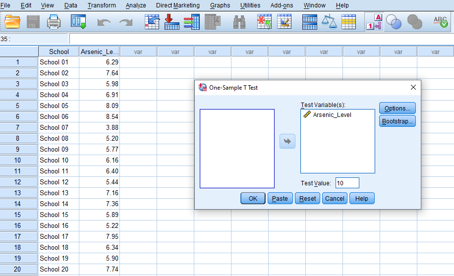 One Sample T-Test in SPSS