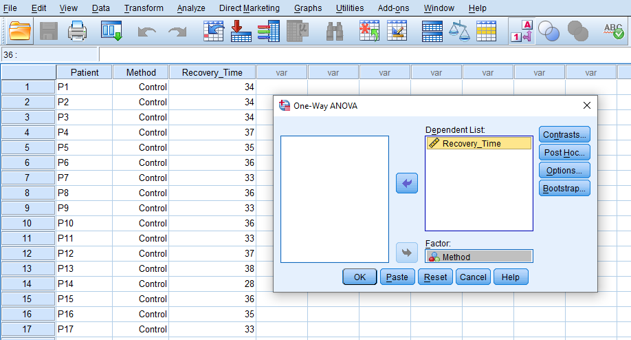 Entering variables