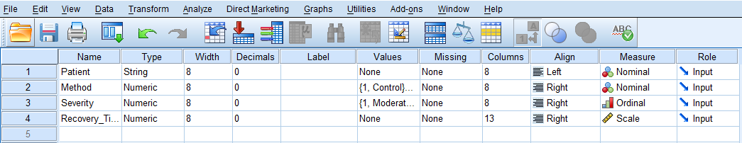 SPSS Variable View