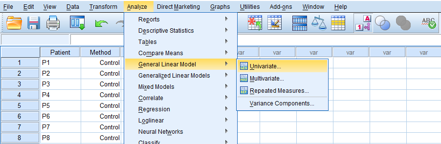 SPSS Two-Way ANOVA menu